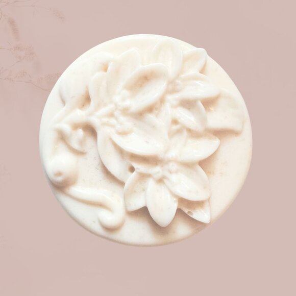 Lotion Bar 2 oz, Handmade, Round Flower (56 Fragrance Options) - Picture 1 of 6